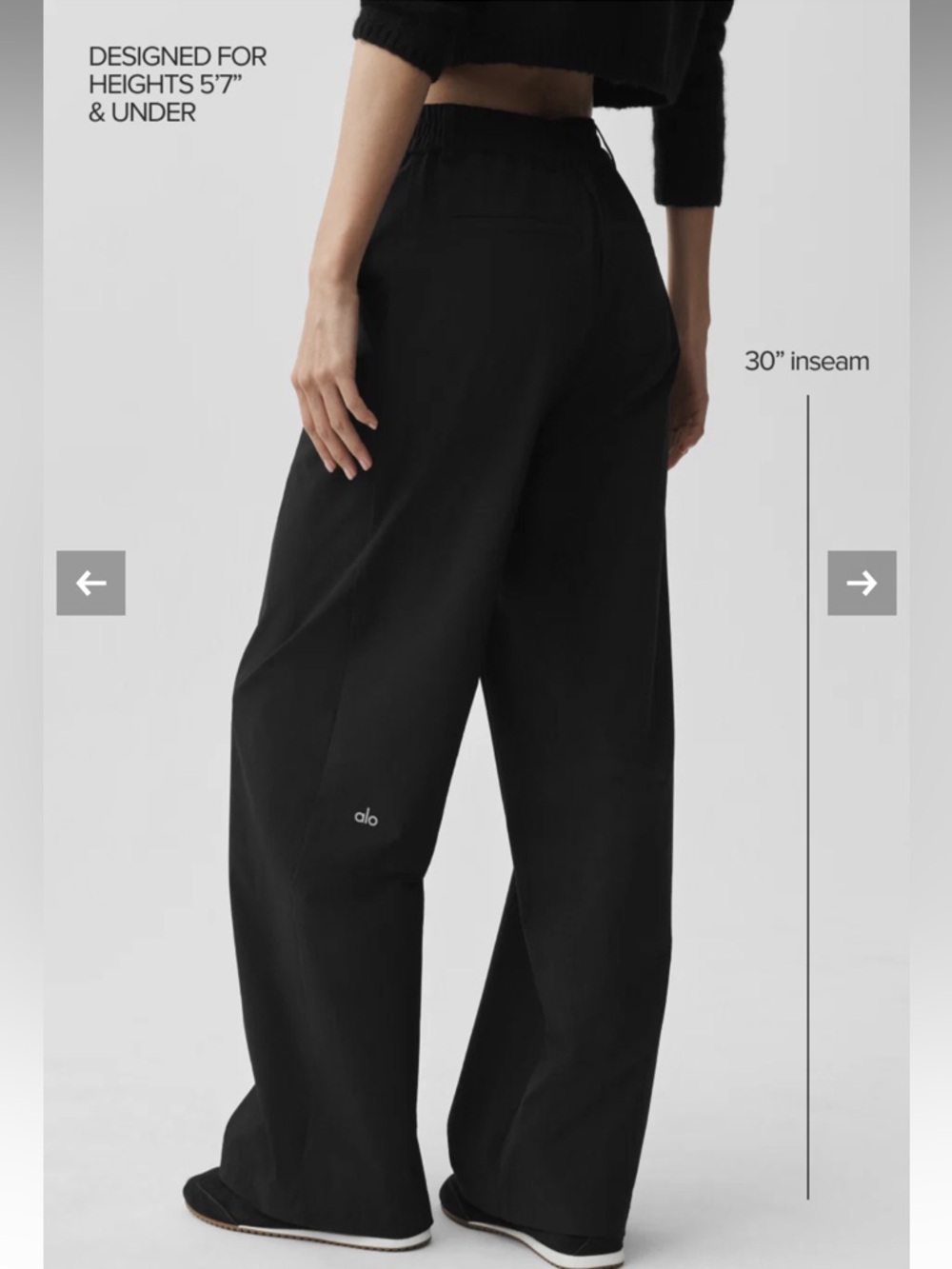 ALO Yoga Wide Leg High-Rise Pants in Black - Size M